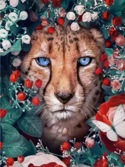 Loov_Disain_Teemant_Mosaiik_Eksootiline_Leopard_Lilledega-1
